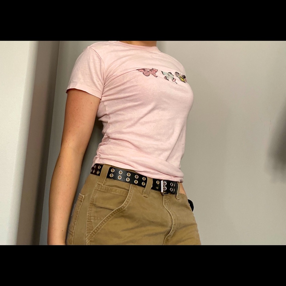 Women’s Pink Butterfly Small T-Shirt